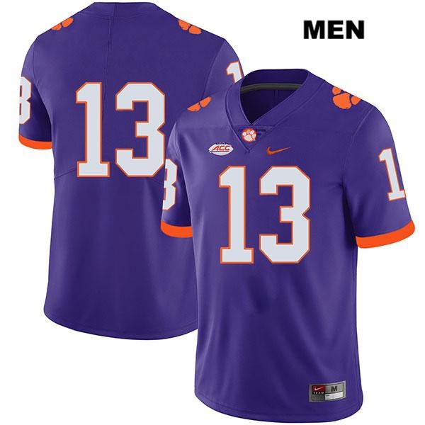 Men's Clemson Tigers #13 Tyler Davis Stitched Purple Legend Authentic Nike No Name NCAA College Football Jersey AUH0646NM